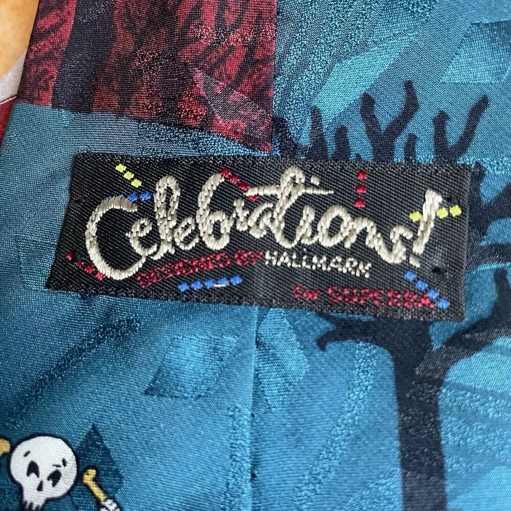 Hallmark Celebrations‎ Mens Halloween Neck Tie Trumpet Playing Skeletons Dogs